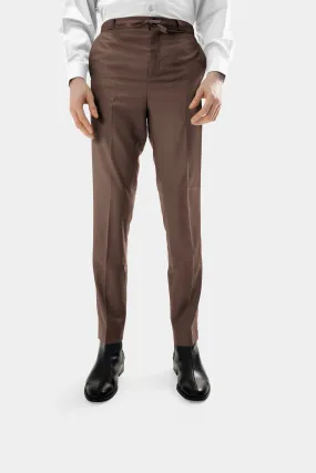 Standard Length Short Sleeve Wool Pants in Brown