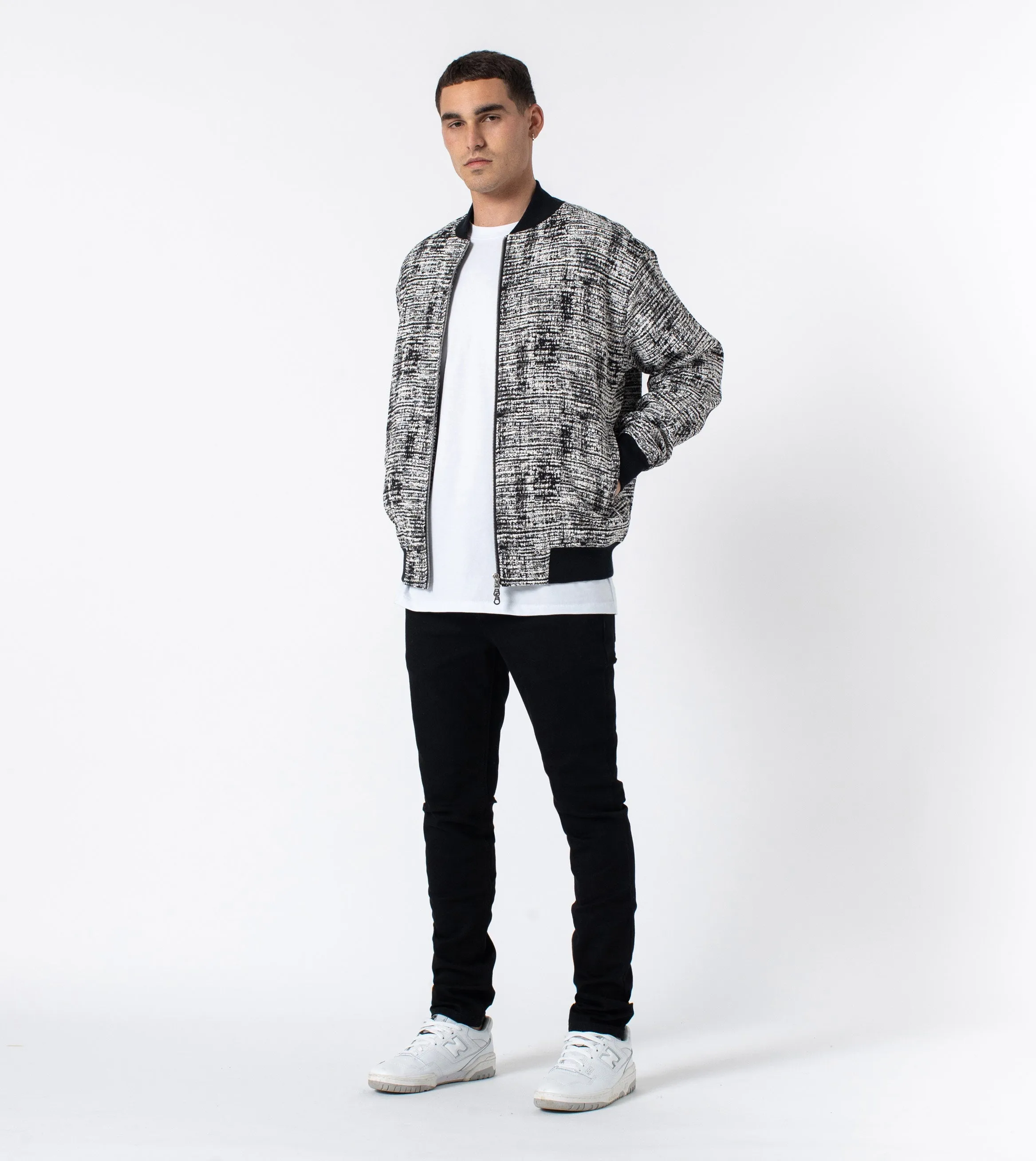 Static Zane Bomber Jacket Black/White