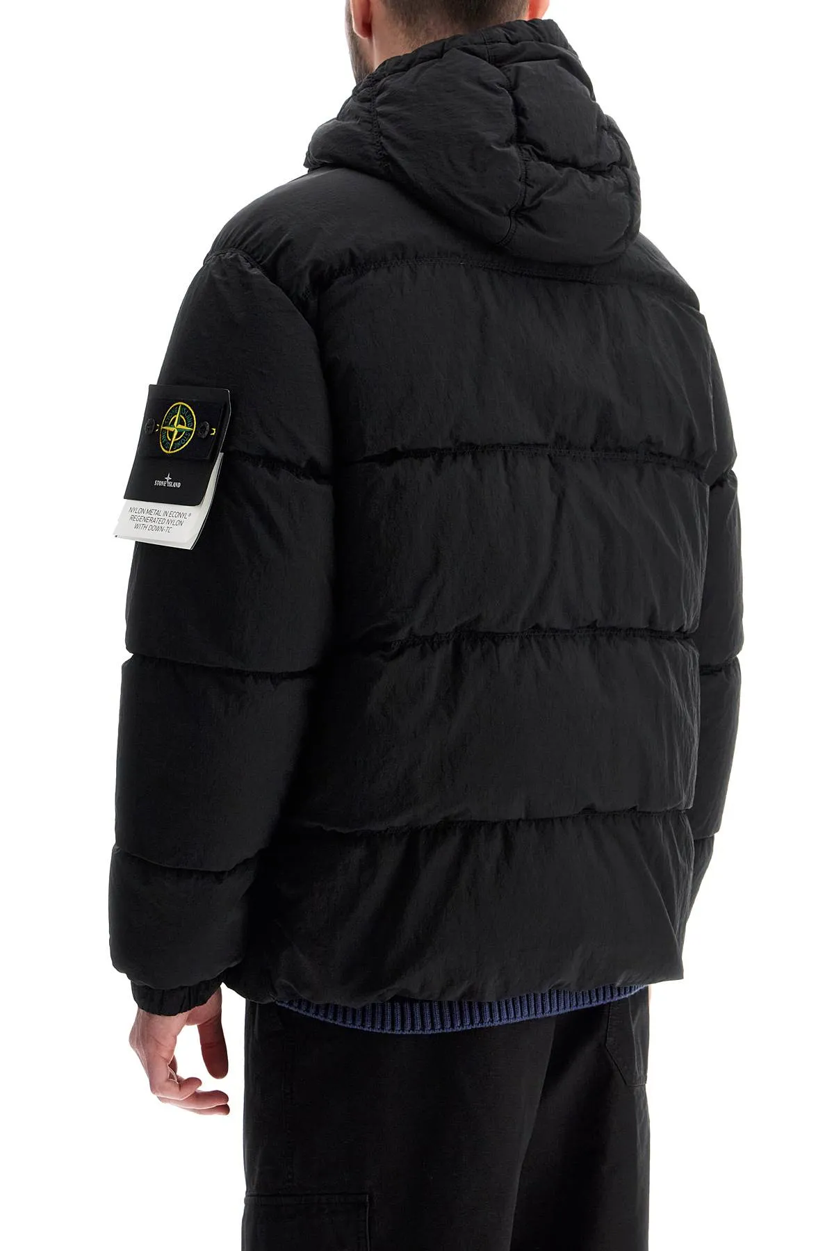 Stone Island hooded nylon metal puffer jacket