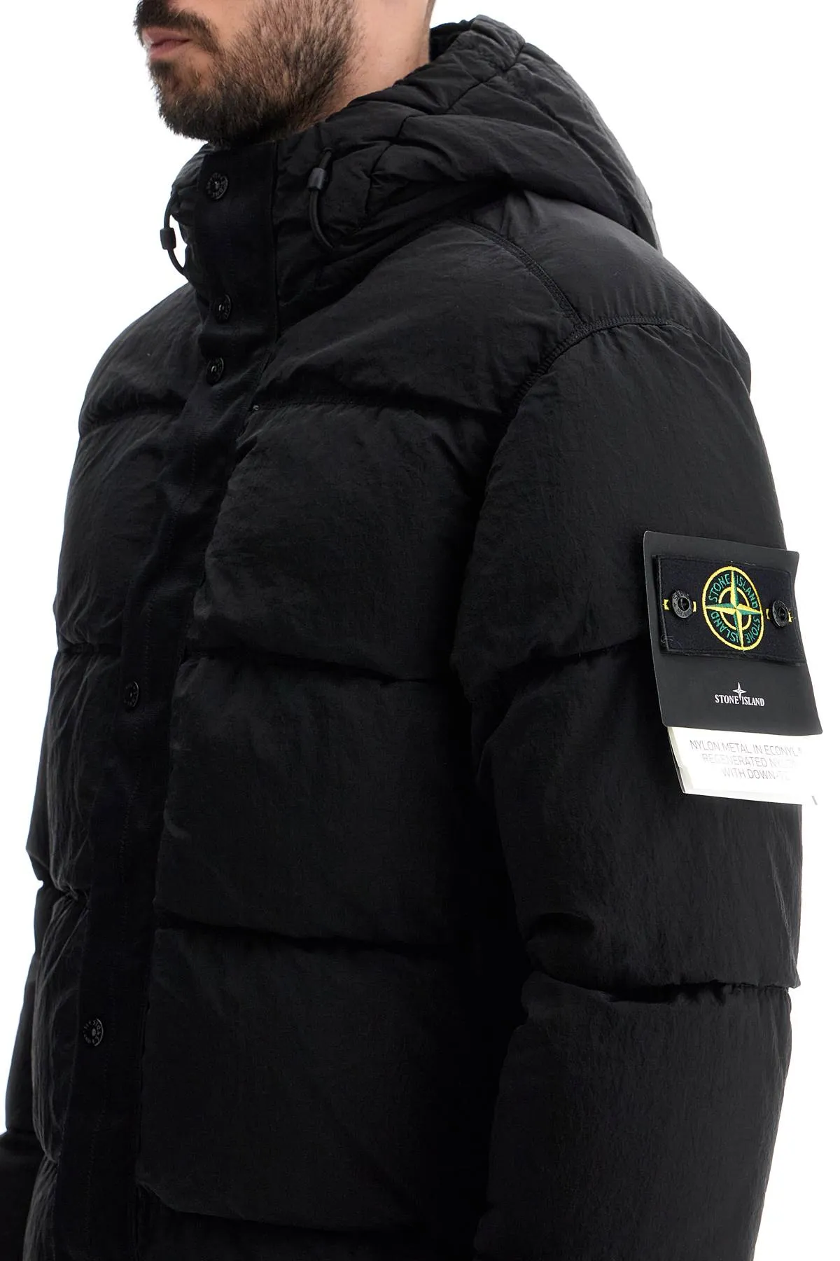 Stone Island hooded nylon metal puffer jacket