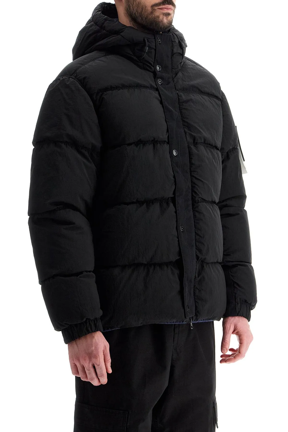 Stone Island hooded nylon metal puffer jacket