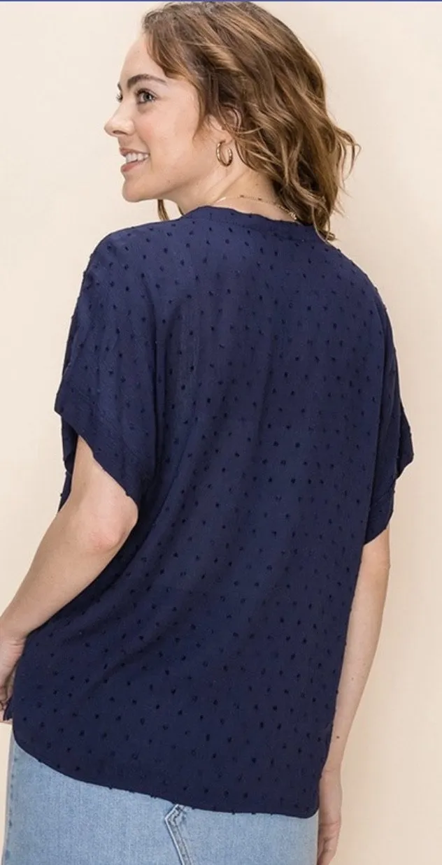 Swiss Dot V Neck Shirt