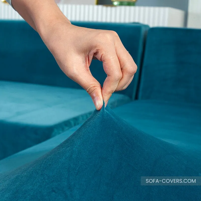 Teal velvet couch cover