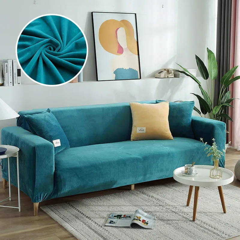 Teal velvet couch cover