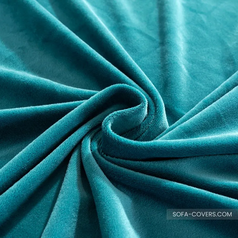 Teal velvet couch cover