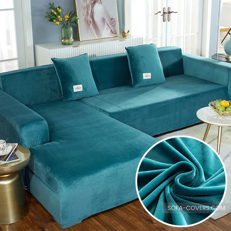 Teal velvet couch cover