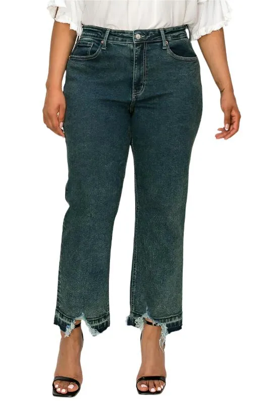 TEEK - OLIVE PLUS SIZE HIGH RISE STRETCH STRAIGHT JEANS