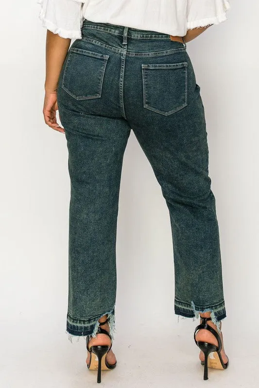 TEEK - OLIVE PLUS SIZE HIGH RISE STRETCH STRAIGHT JEANS