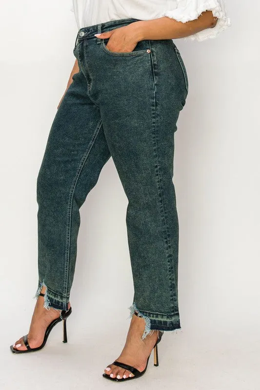 TEEK - OLIVE PLUS SIZE HIGH RISE STRETCH STRAIGHT JEANS