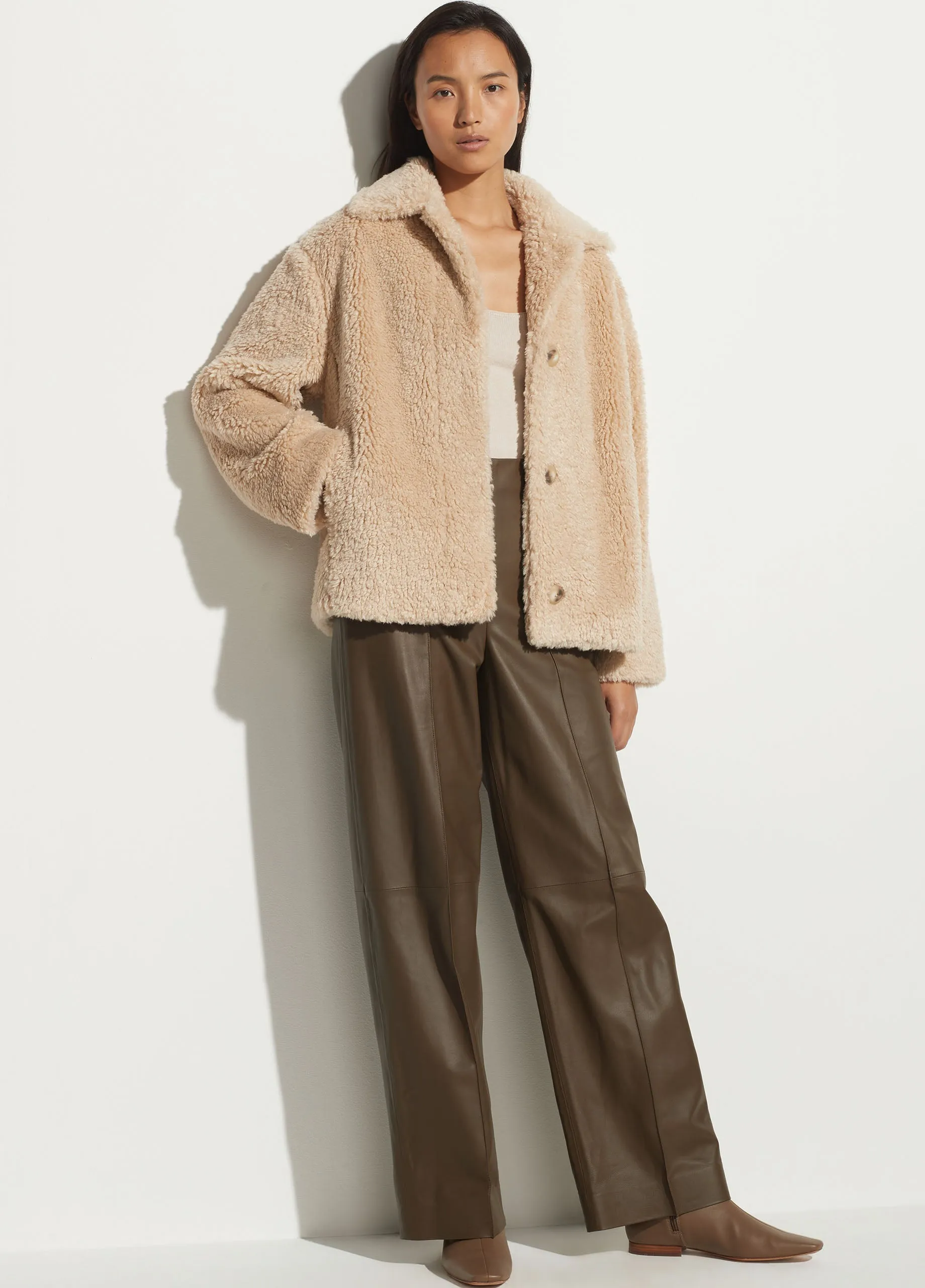 Textured Faux Fur Jacket in Light Fauna