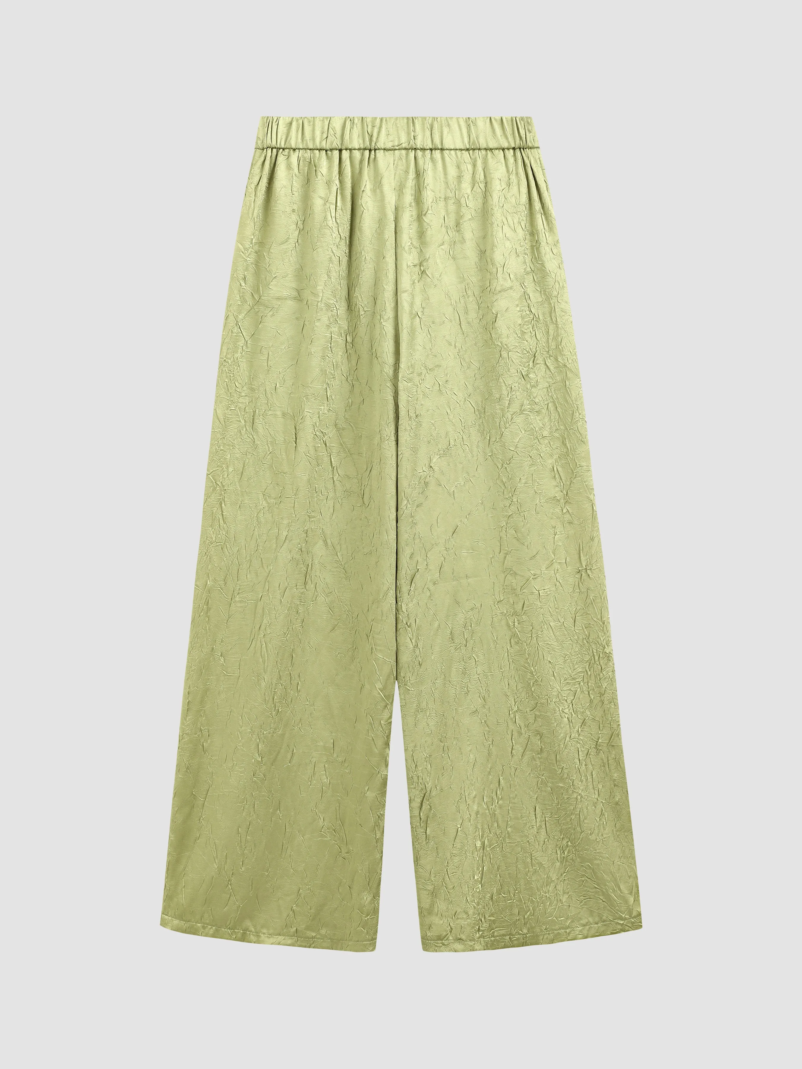 Textured Satin Pleated Wide Leg Pants