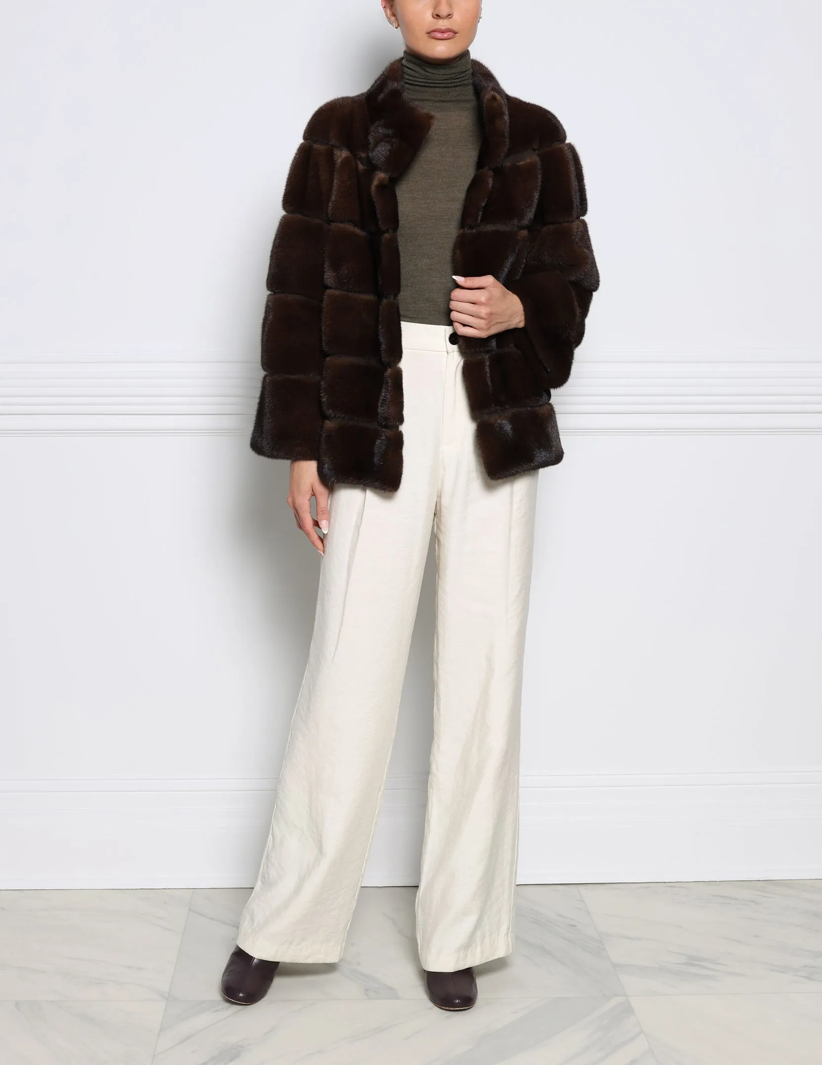 The Polly Mink Fur & Suede Jacket in Multiple Colors