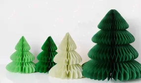 Tissue paper Christmas tree set | Paper honeycomb set | Christmas decorations | Holiday decor