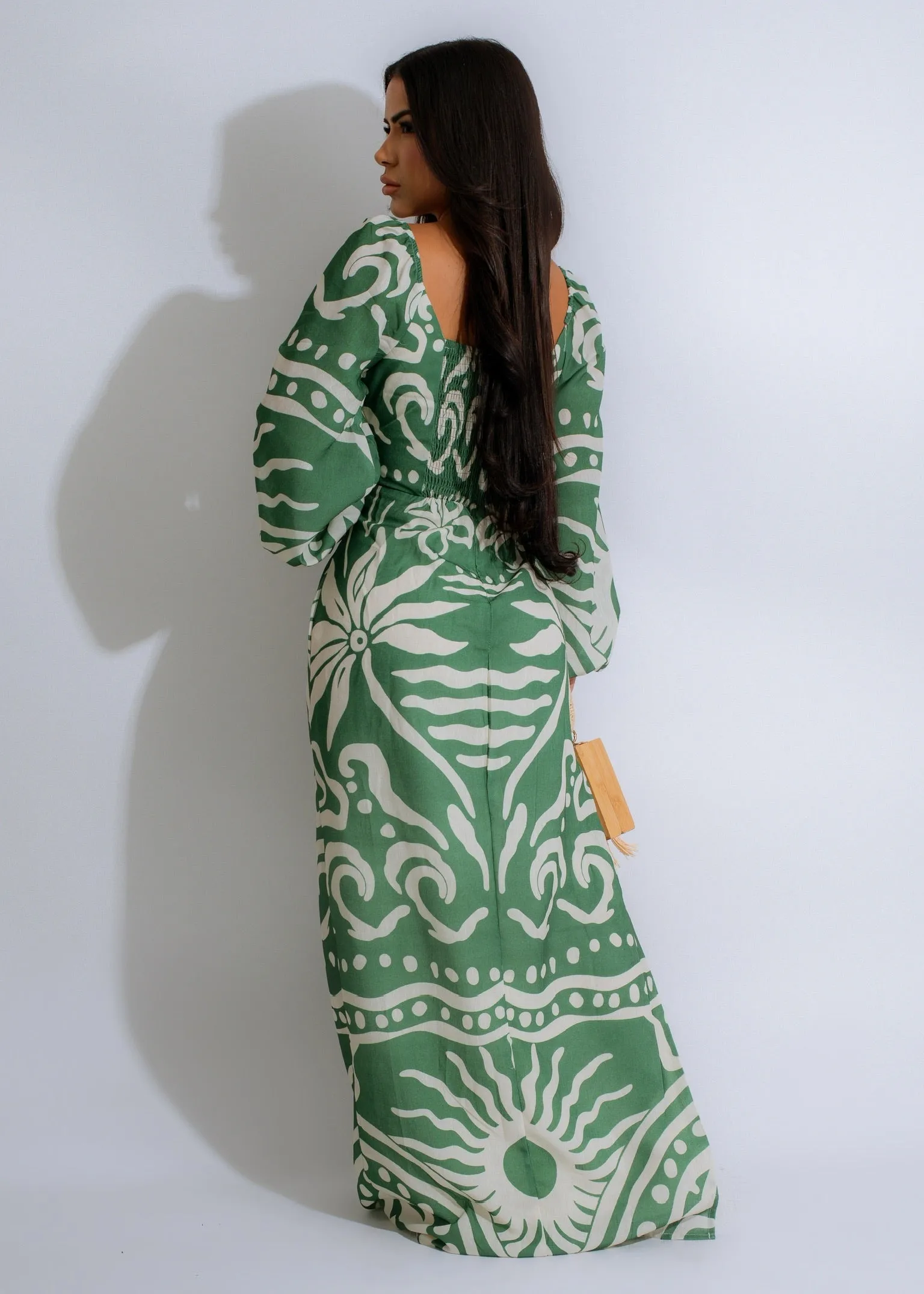 Tropical Waves Maxi Dress Green