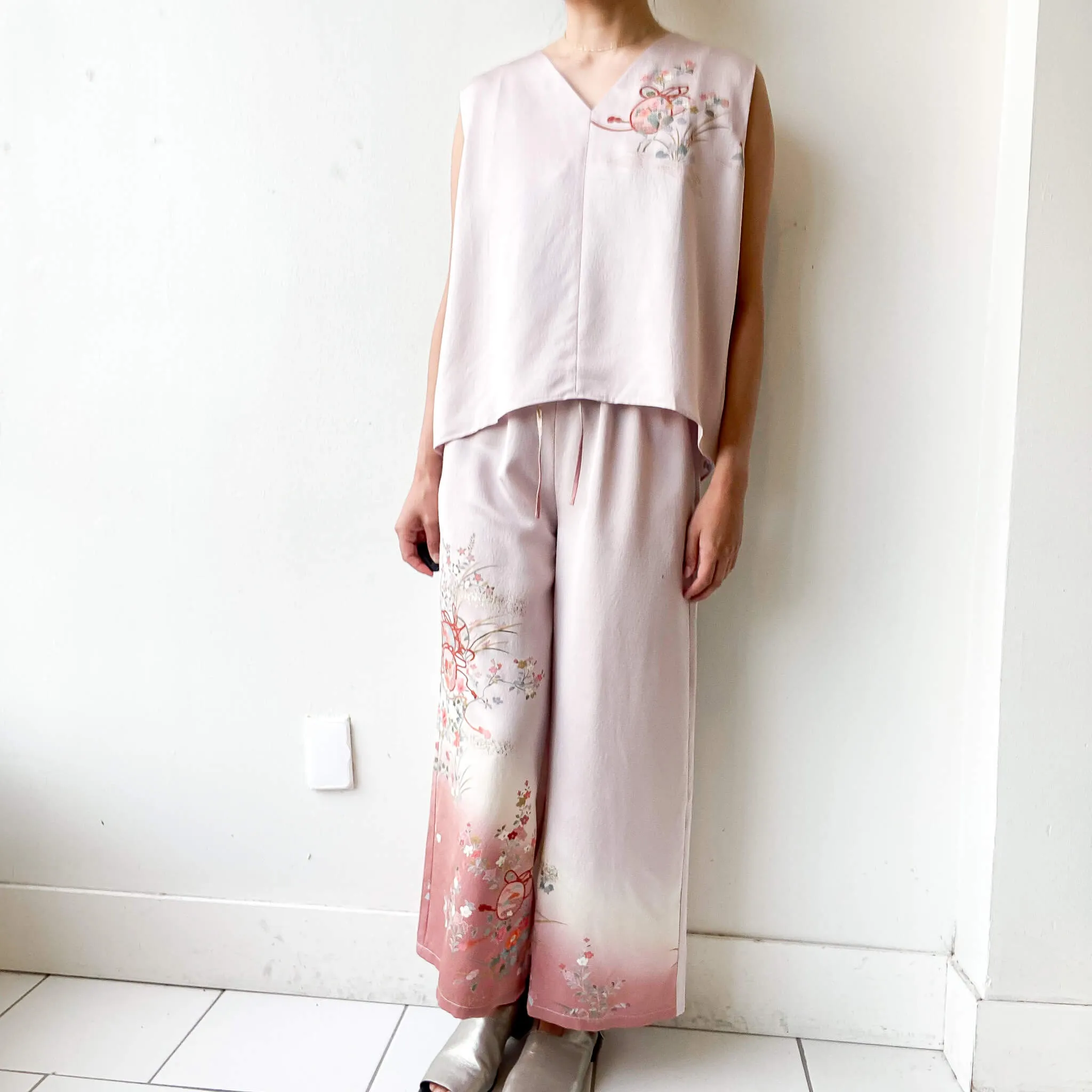 Tsumugi | Vintage Silk Kimono Two Piece | TP5 - Pink