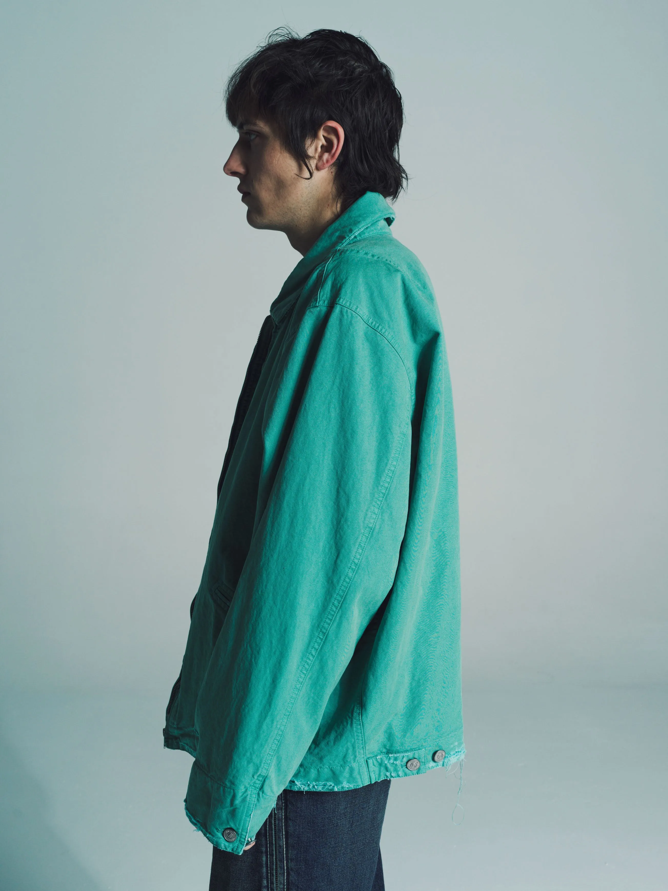 Turquoise Quilted Cotton Canvas Jacket