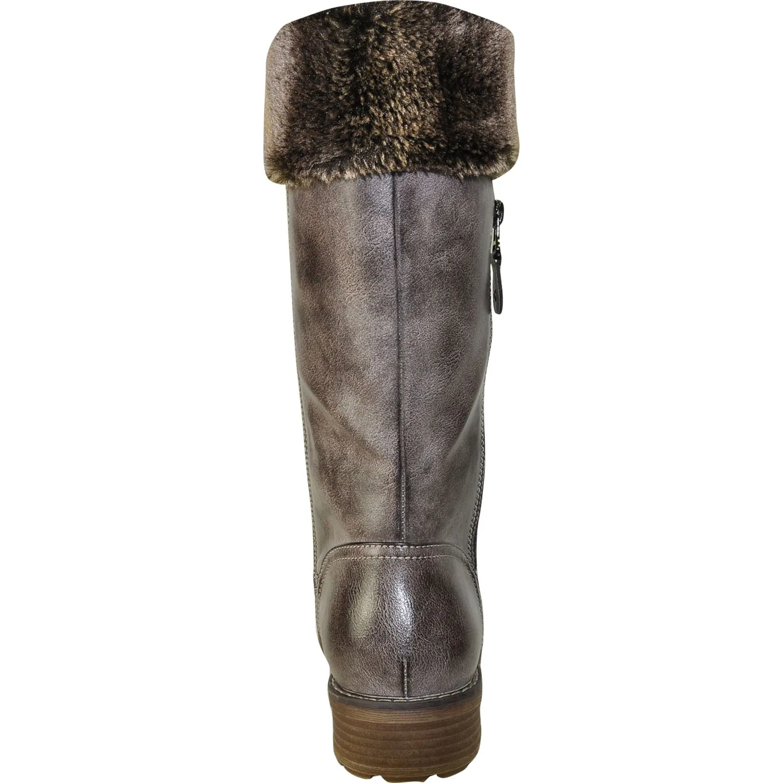 VANGELO Women Water Proof Boot HF9539 Knee High Winter Fur Casual Boot Cool Brown