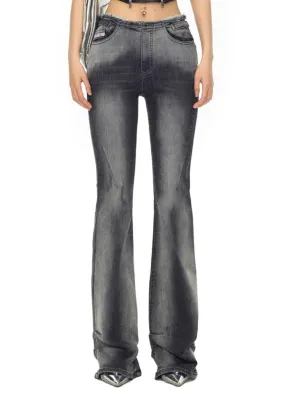 Variation Ode Washed High Elastic Bootcut Jeans