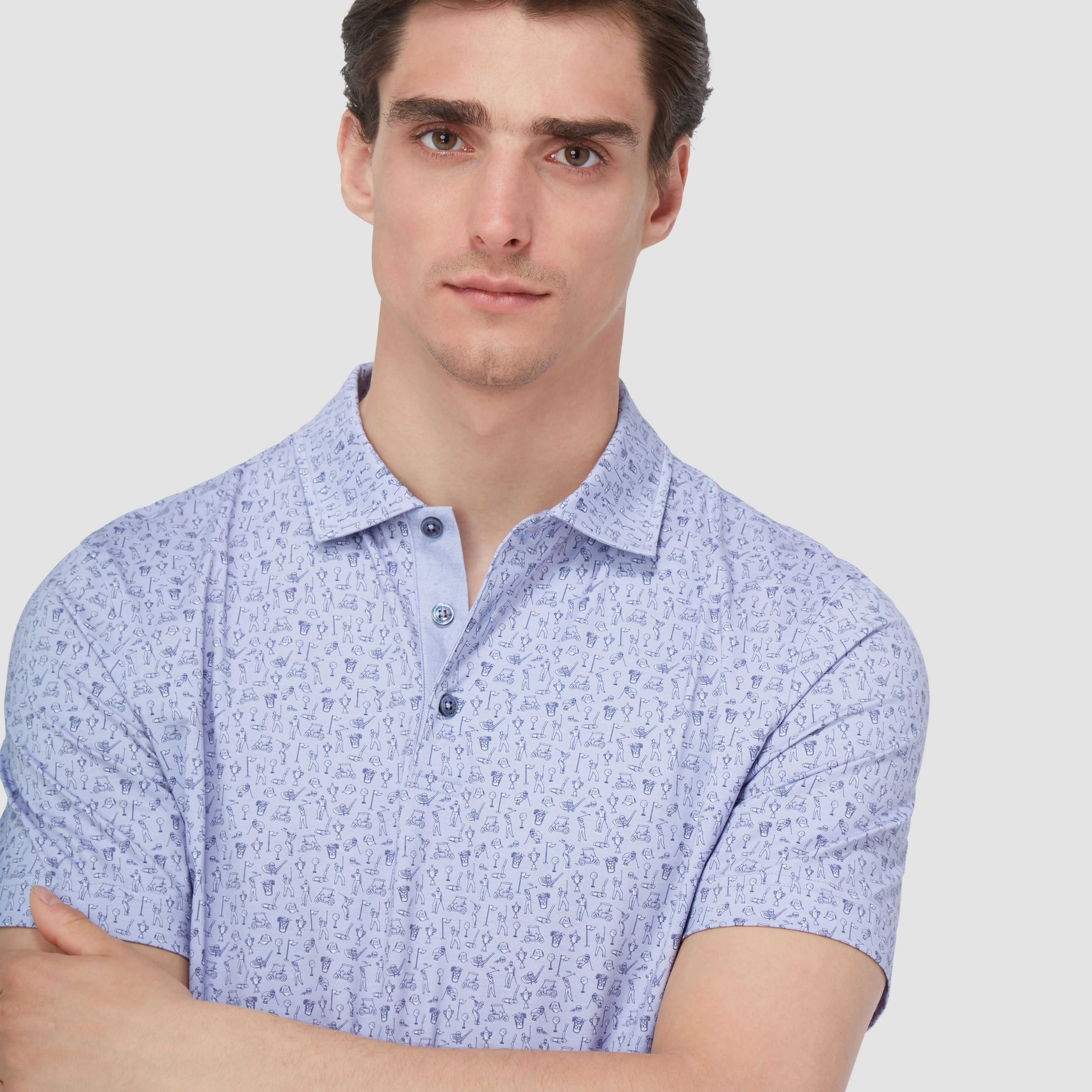 Vincent Double Sided Golf Print/Solid OoohCotton Polo