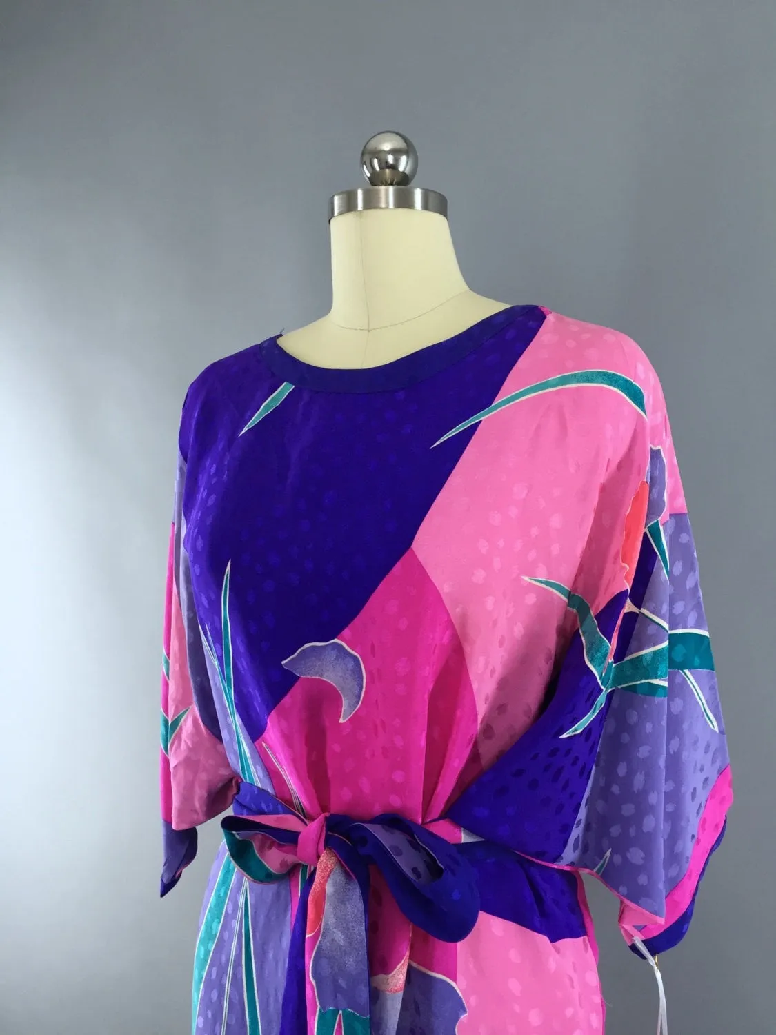 Vintage 1980s FLORA KUNG Silk Tunic Dress