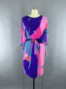 Vintage 1980s FLORA KUNG Silk Tunic Dress