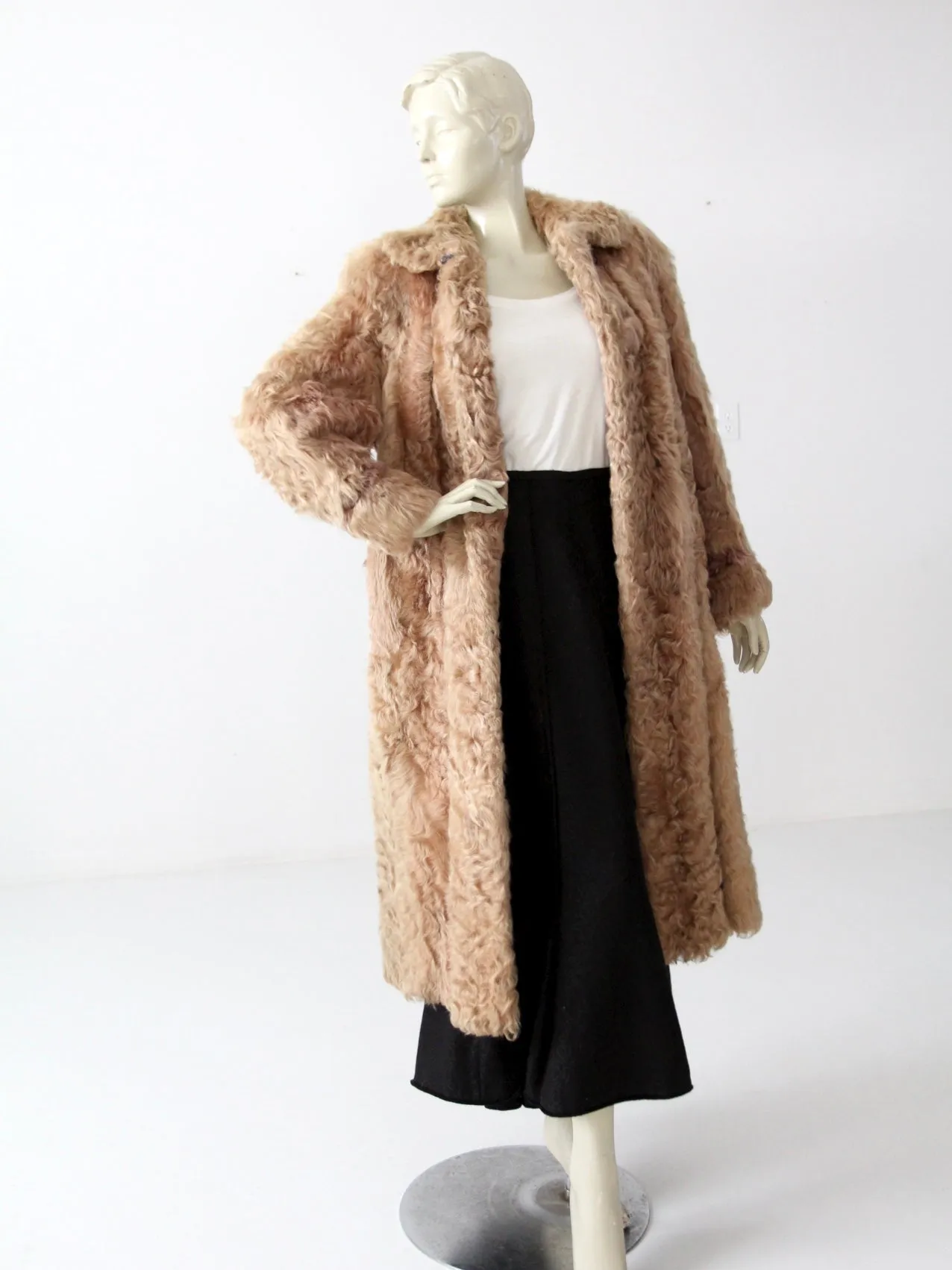 vintage Rhomberg's curly lamb fur coat