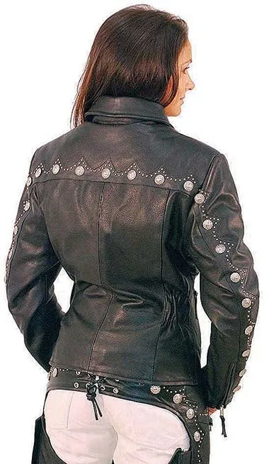 Western Leather Jacket w/Conchos & Studs #L5076SZK ()