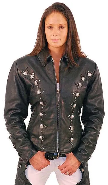 Western Leather Jacket w/Conchos & Studs #L5076SZK ()