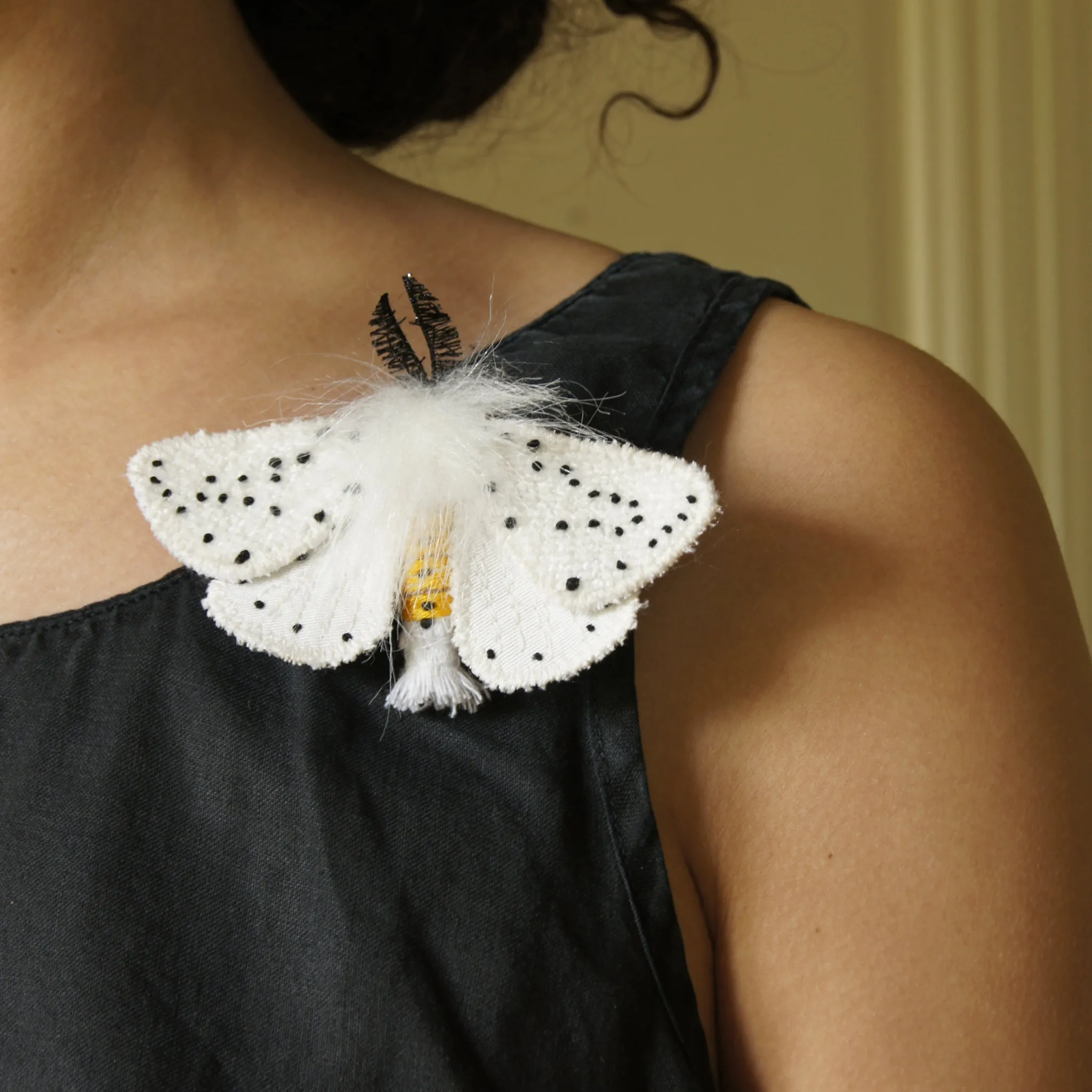 White Ermine Moth Brooch Spilosoma lubricipeda