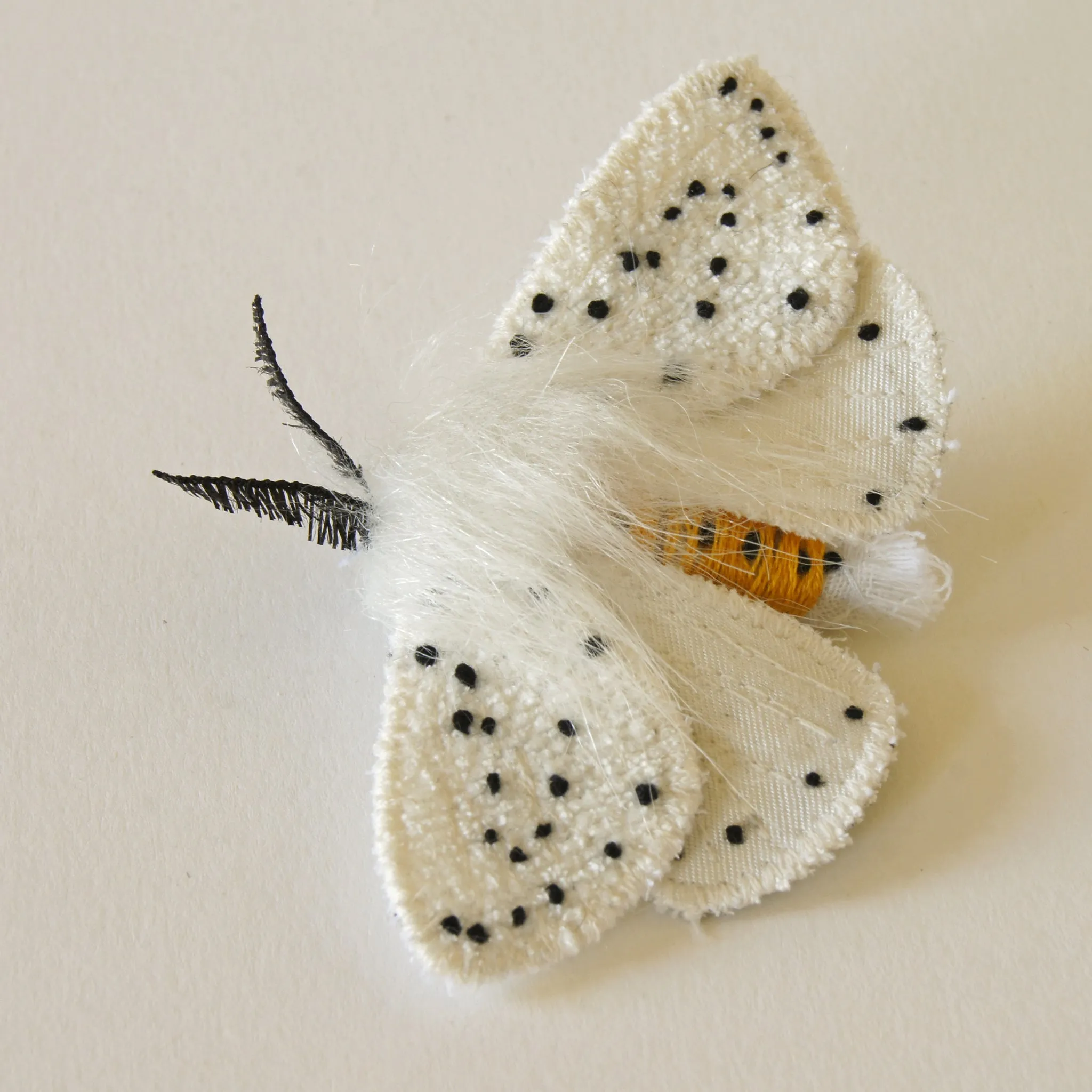 White Ermine Moth Brooch Spilosoma lubricipeda