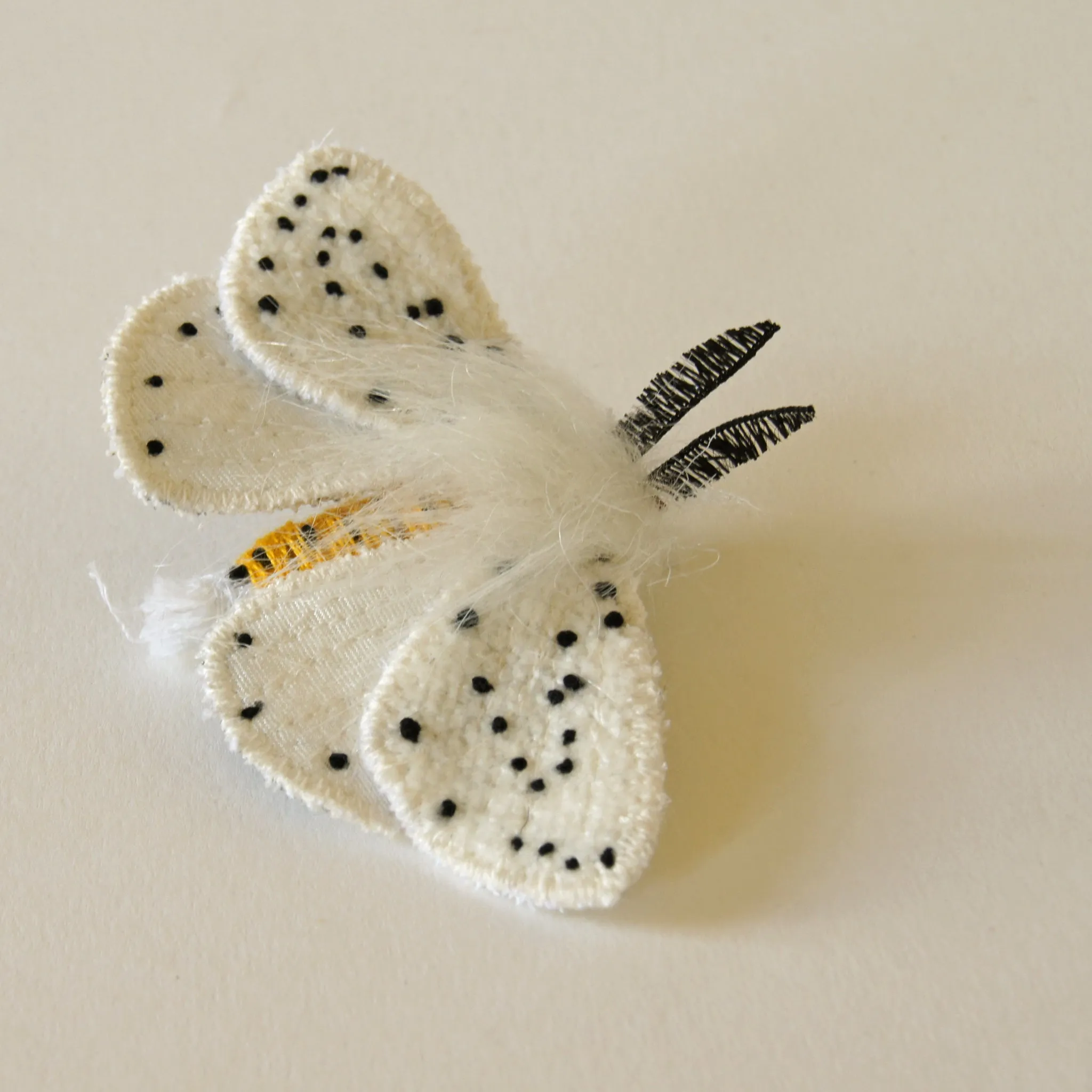 White Ermine Moth Brooch Spilosoma lubricipeda