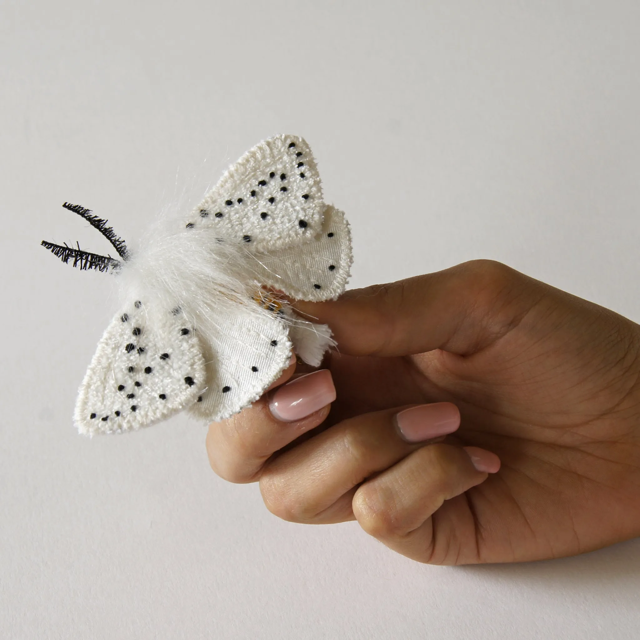 White Ermine Moth Brooch Spilosoma lubricipeda