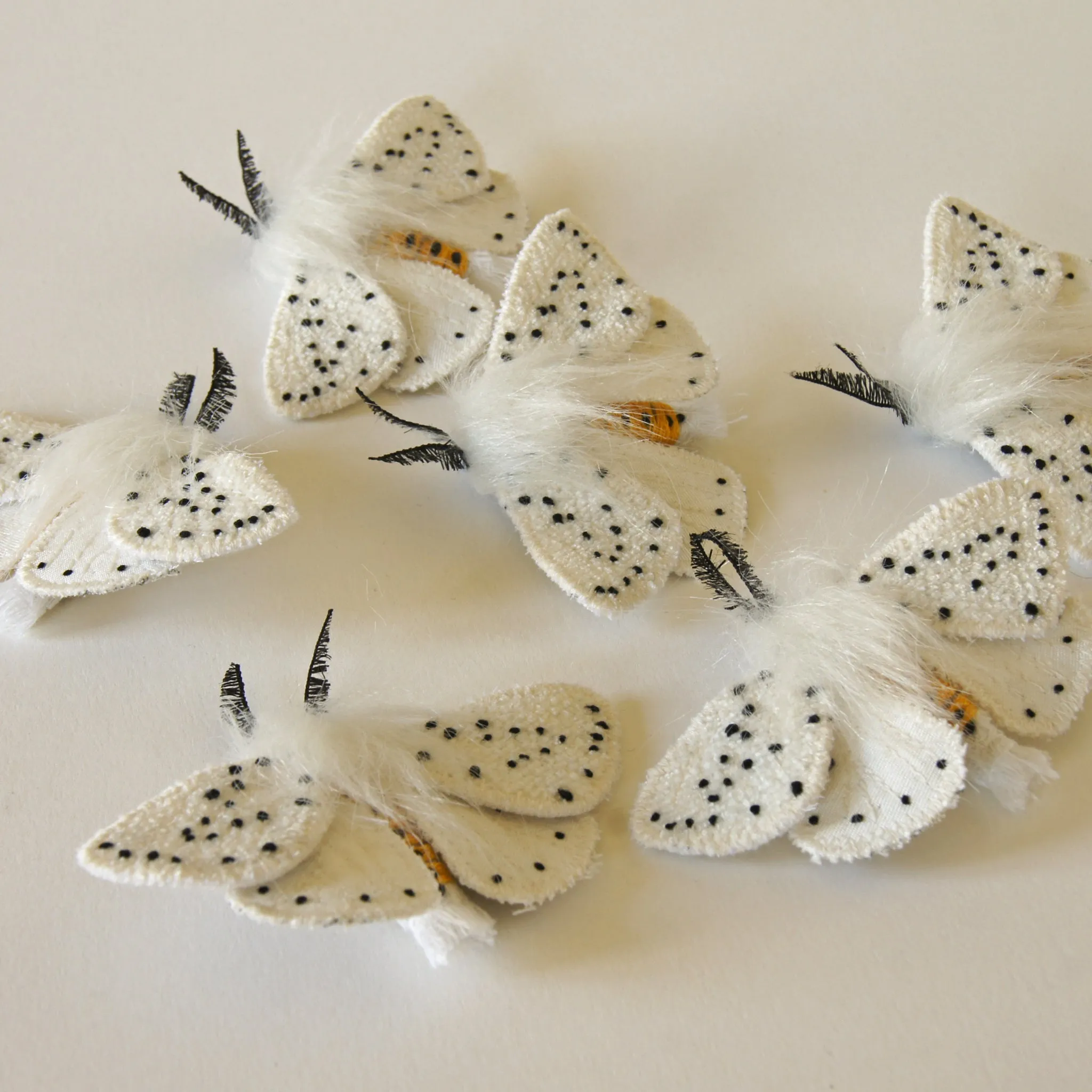 White Ermine Moth Brooch Spilosoma lubricipeda