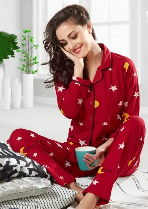 Winter cotton Red night suits Set for ladies