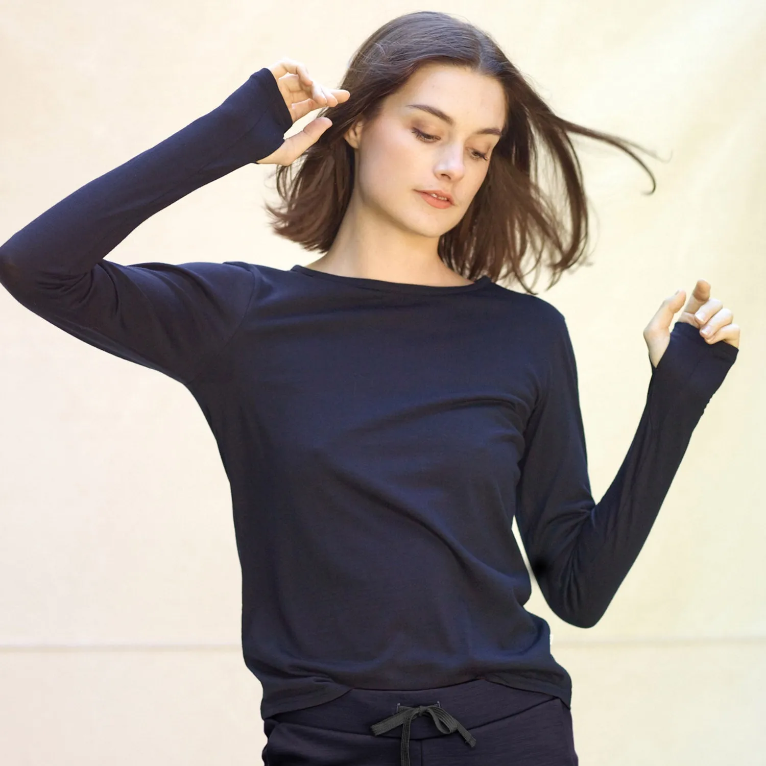 Womens Merino Wool Everlong Top - Midnight