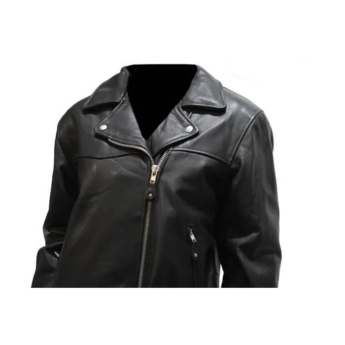 Women's Naked Cowhide Motorcycle Jacket,  LJ709-01-DL