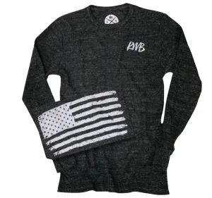 Women's Old Glory American Flag Long Sleeve Thermal Shirt (Black)