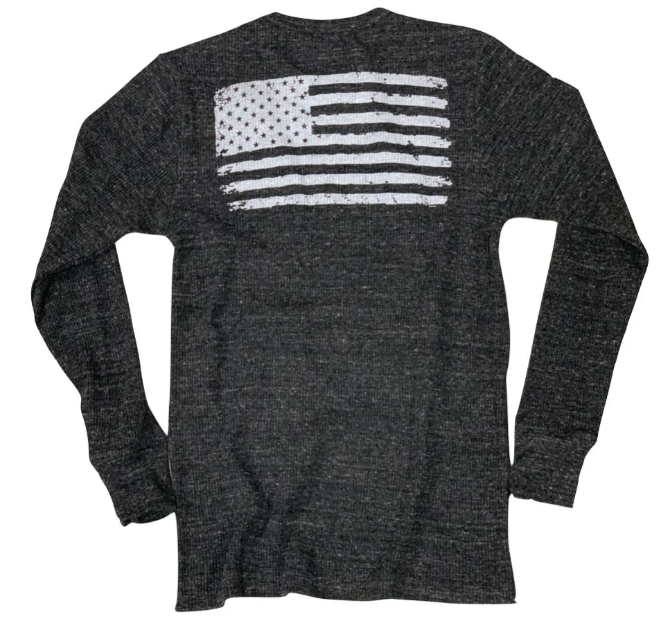 Women's Old Glory American Flag Long Sleeve Thermal Shirt (Black)