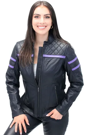 Women's Purple Stripe Vented Jacket w/Quilt Shoulders #L656017VQP