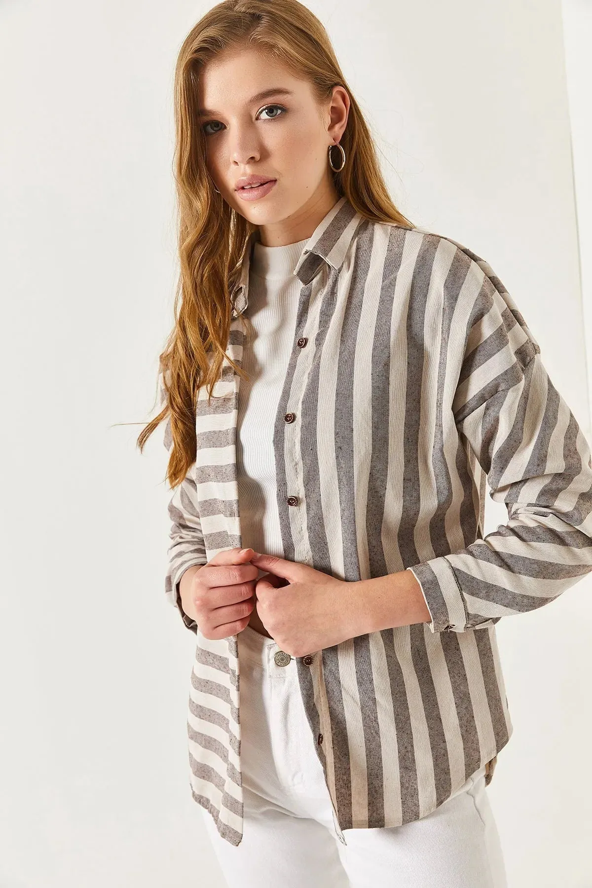 Women's  Striped Loose Shirt, Blouse Vintage, Striped Blouse, Gift For Her, Loose Blouse, Cotton Blouse, Boho Blouse, Polyester Blouse