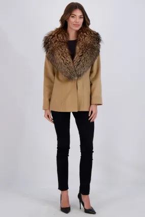 WOOL AND CASHMERE BLEND JACKET WITH FOX COLLAR