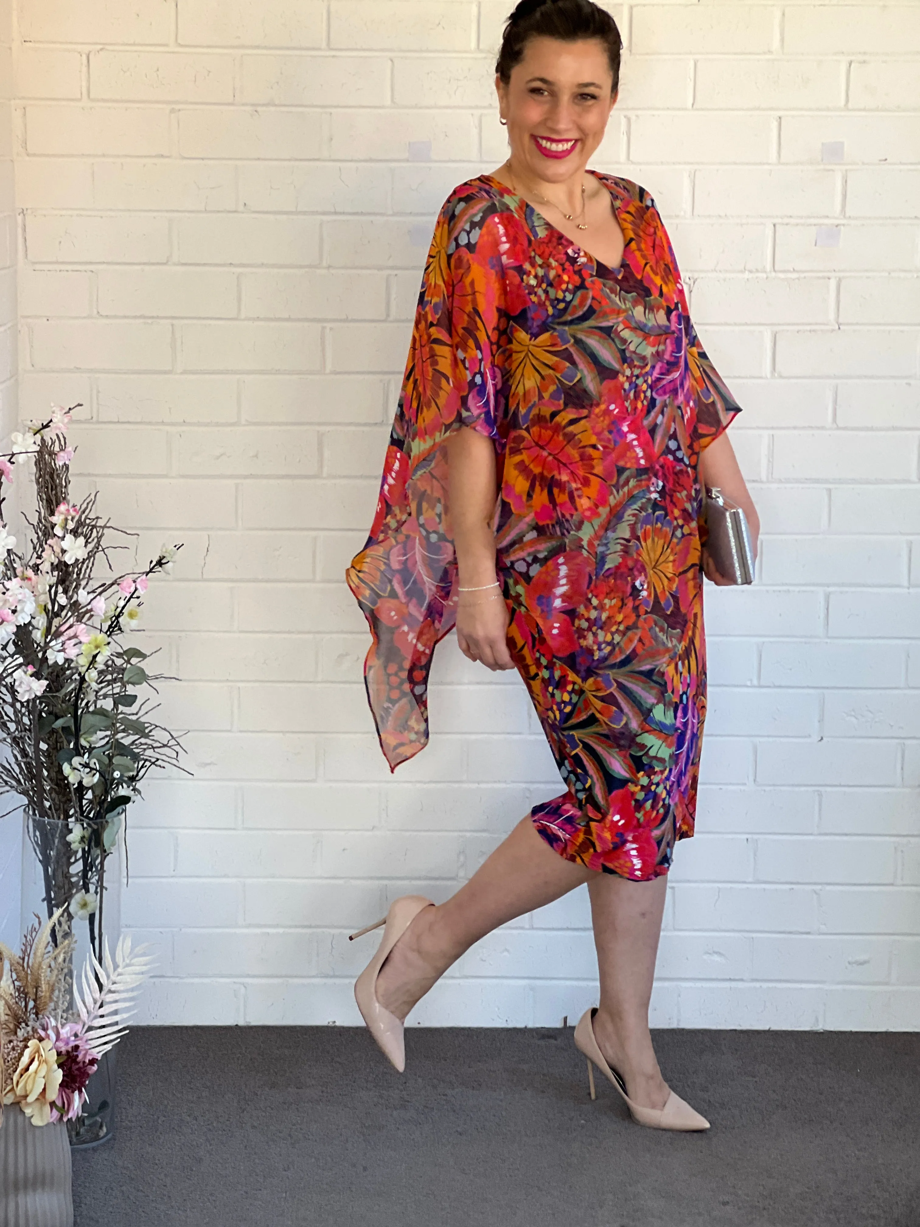 Wren Fire Floral Event Dress