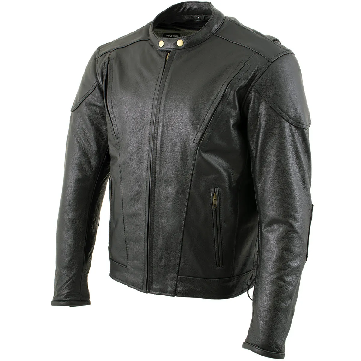 Xelement B7201 Men's 'Speedster' Black Top Grade Leather Motorcycle