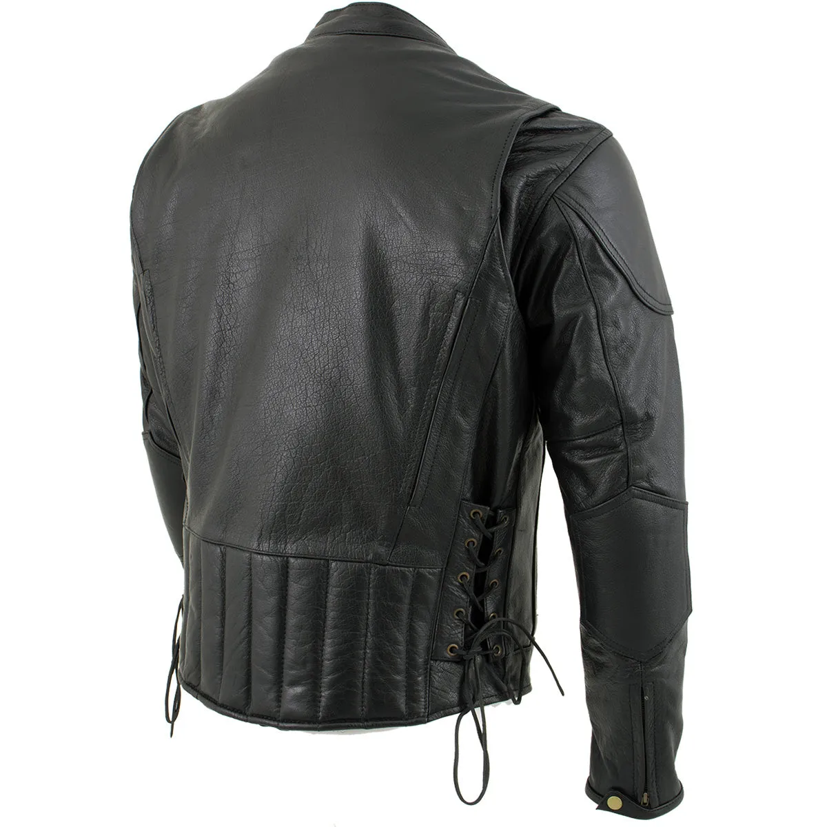 Xelement B7201 Men's 'Speedster' Black Top Grade Leather Motorcycle