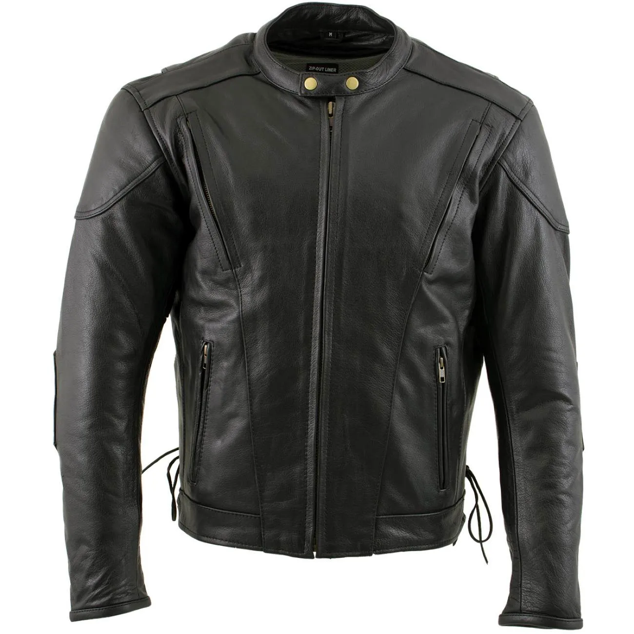 Xelement B7201 Men's 'Speedster' Black Top Grade Leather Motorcycle