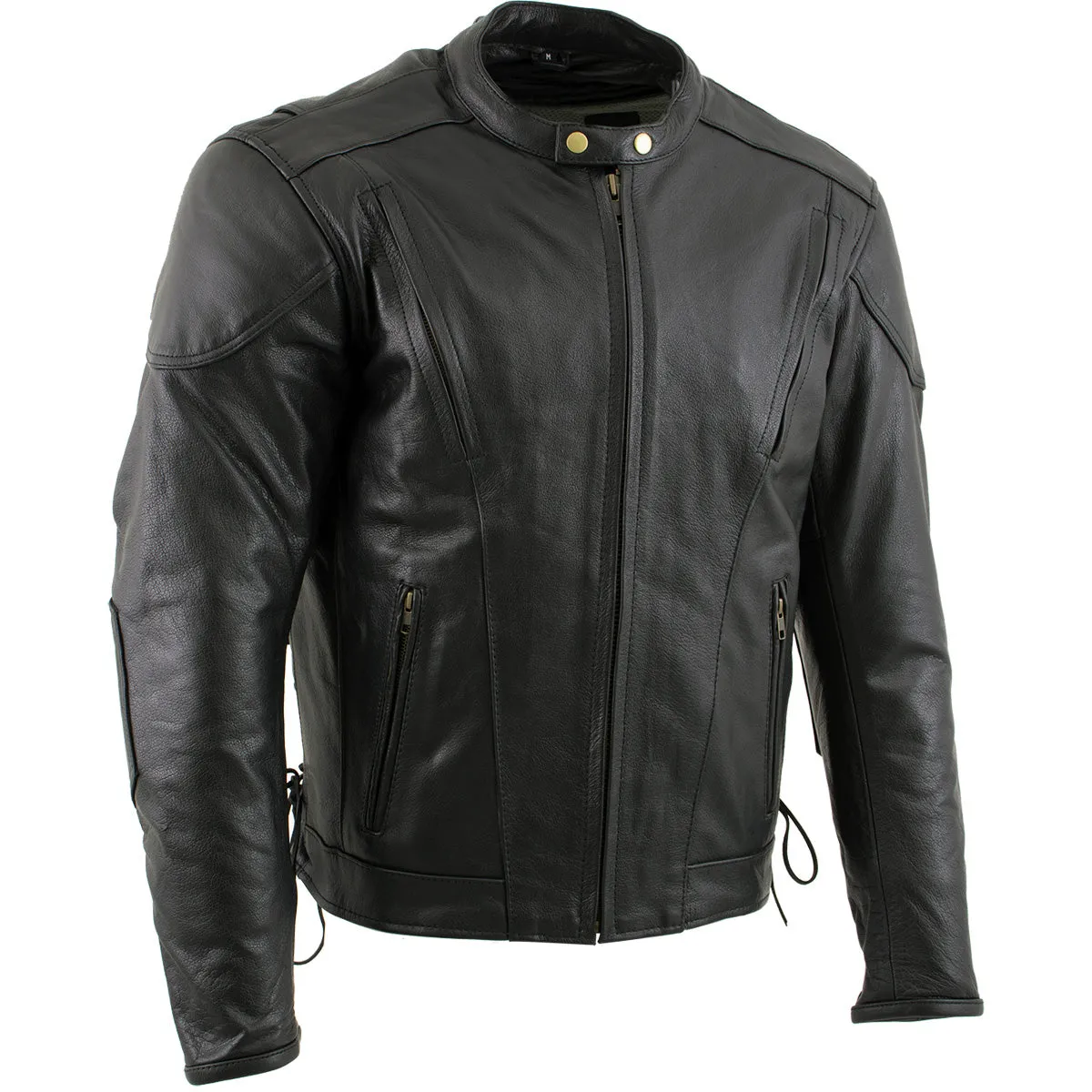 Xelement B7201 Men's 'Speedster' Black Top Grade Leather Motorcycle