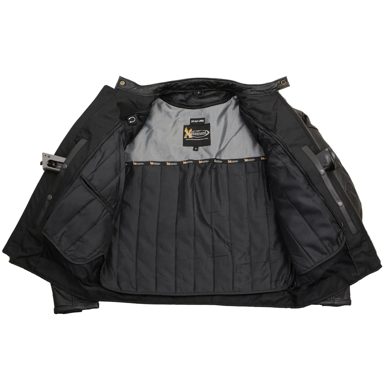 Xelement XSPR105 Men's 'The Racer' Black Leather Armored and Vented Motorcycle Biker Rider Racing Jacket